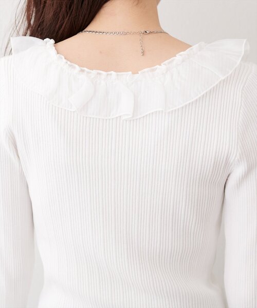 natural couture（ナチュラルクチュール）の「異素材フリルニット（ニット/セーター・レディース・オフホワイト/ピンク/ネイビー/ベージュ・FREE）」の14枚目の写真