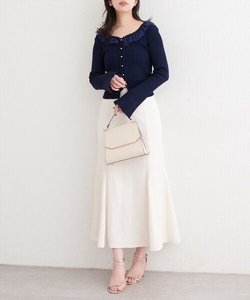 natural couture（ナチュラルクチュール）の「異素材フリルニット（ニット/セーター・レディース・オフホワイト/ピンク/ネイビー/ベージュ・FREE）」の22枚目の写真