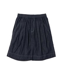 TWO TUCK DENIM WIDE HALF PANTS INDIGO_FP2WP51U