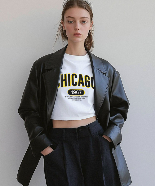 ONEHUNDREDPERCENT FOR WOMAN(ワンハンドレッドパーセントフォーウーマン)の「OHPxDREAMDAYシカゴミレニアムパークウーマンクロップ半袖(Tシャツ/カットソー・レディース・その他・S/M)」の2枚目の写真
