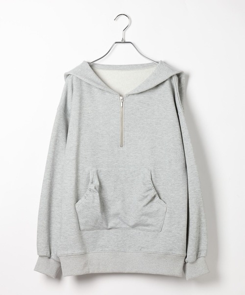 Heather(ヘザー)の「ハーフZIPチュニック裏毛スウェット 640681(スウェット・レディース・オートミール/ネイビー/グレー系その他・FREE)」の2枚目の写真