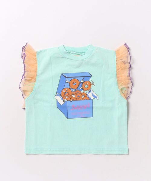 Ocean&Ground(オーシャン&グラウンド)の「ヴィンテージフェードフリルTシャツ(Tシャツ/カットソー・キッズ・ミント/ホワイト/ブラック・90/95/100/110/120/80)」の3枚目の写真