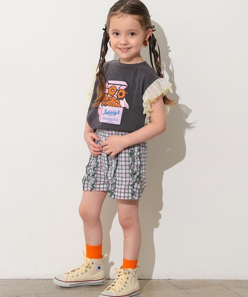 Ocean&Ground(オーシャン&グラウンド)の「ヴィンテージフェードフリルTシャツ(Tシャツ/カットソー・キッズ・ミント/ホワイト/ブラック・90/95/100/110/120/80)」の4枚目の写真