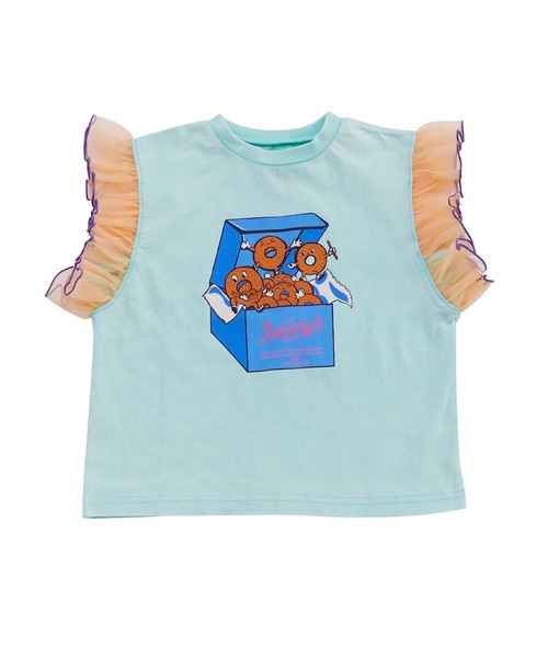 Ocean&Ground(オーシャン&グラウンド)の「ヴィンテージフェードフリルTシャツ(Tシャツ/カットソー・キッズ・ミント/ホワイト/ブラック・90/95/100/110/120/80)」の9枚目の写真