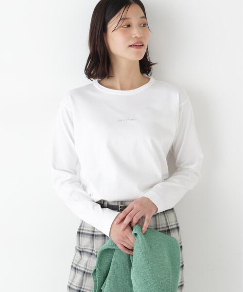 human woman(ヒューマンウーマン)の「◆ロゴ長袖Tシャツ(Tシャツ/カットソー・レディース・ホワイト/ベージュ系その他2・MEDIUM)」の1枚目の写真