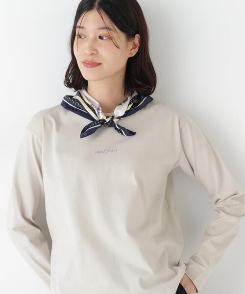 human woman(ヒューマンウーマン)の「◆ロゴ長袖Tシャツ(Tシャツ/カットソー・レディース・ホワイト/ベージュ系その他2・MEDIUM)」の2枚目の写真