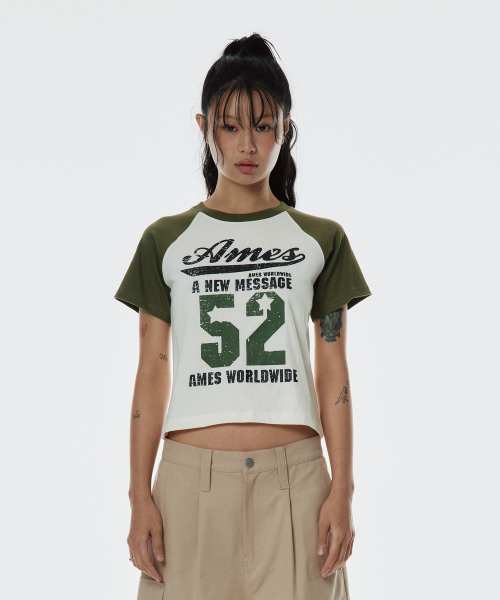 AMESWORLDWIDE(アメスワールドワイド)の「52 LOGO RAGLAN TEE KHAKI(Tシャツ/カットソー・レディース・その他・S/M)」の4枚目の写真