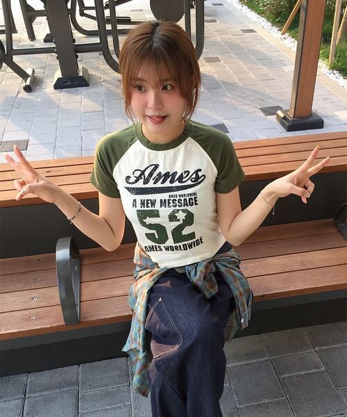 AMESWORLDWIDE(アメスワールドワイド)の「52 LOGO RAGLAN TEE KHAKI(Tシャツ/カットソー・レディース・その他・S/M)」の10枚目の写真