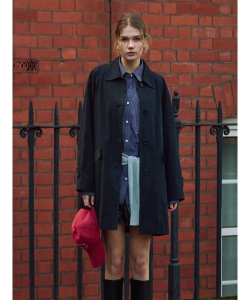 hunch（ハンチ）の「Raglan Sleeve Half Trench Coat（トレンチコート・レディース・ネイビー・FREE）」の2枚目の写真