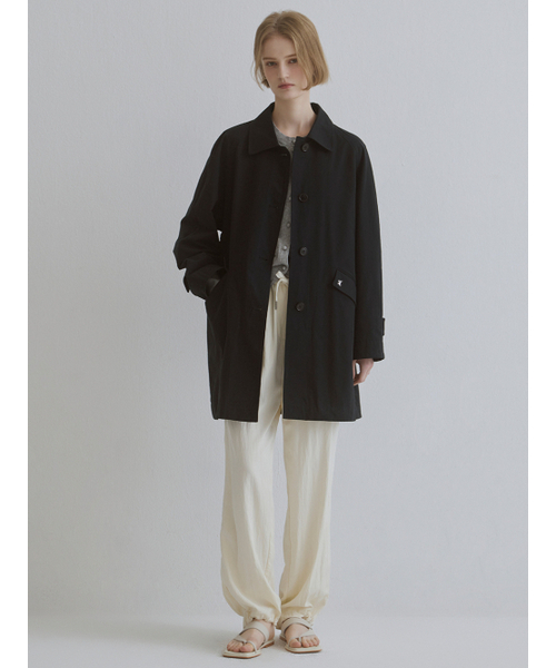 hunch（ハンチ）の「Raglan Sleeve Half Trench Coat（トレンチコート・レディース・ネイビー・FREE）」の5枚目の写真