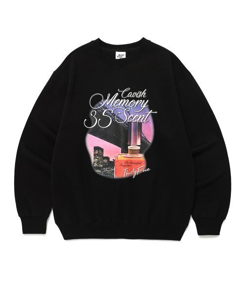 Cavish(カビシ)の「MEMORY 35SCENT SWEATSHIRT BLACK(CV2DFUM447B)(スウェット・レディース・ブラック・S/M/L)」の1枚目の写真