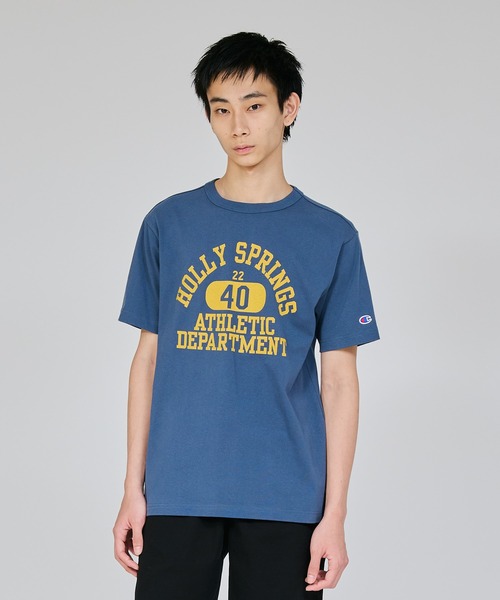 Champion(チャンピオン)の「【Champion/チャンピオン】メンズ ベーシック ショートスリーブTシャツ(Tシャツ/カットソー・メンズ・グレー/ブラック系その他/グリーン系その他3/ダークブルー/ホワイト×グリーン/ホワイト×ブルー・X-LARGE/LARGE/MEDIUM/SMALL)」の6枚目の写真