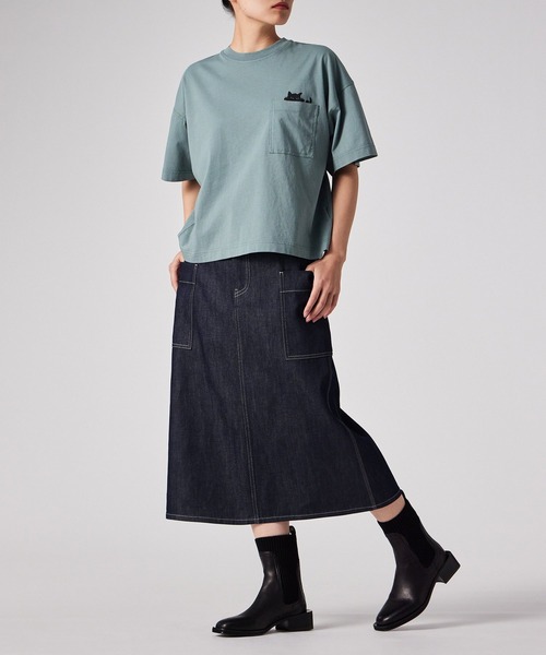 【Paul Smith】洗える 配色ニットプリーツスカート 黒 コントラスト ウィメンズ コントラストステッチ デニムスカート / 165303 SK227