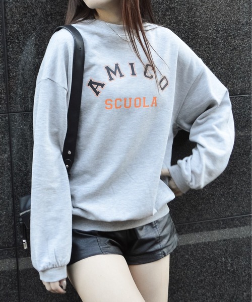 spiritoso(スピリトーゾ)の「AMICOプリントビッグスウェットトレーナー(スウェット・レディース・杢グレー/ホワイト系その他/スミクロ・FREE)」の15枚目の写真