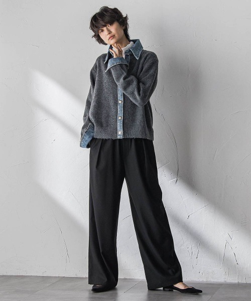 MAYSON GREY(メイソングレイ)の「【叶えるSET UP】起毛イージーワイドパンツ≪手洗い可能≫(その他パンツ・レディース・ブラック/ベージュ・M)」の7枚目の写真