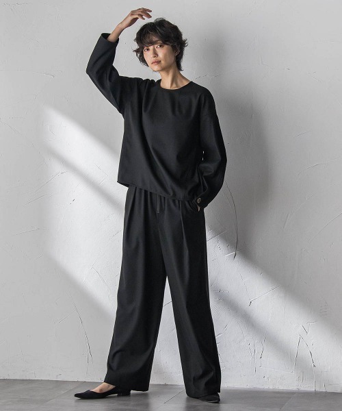 MAYSON GREY(メイソングレイ)の「【叶えるSET UP】起毛イージーワイドパンツ≪手洗い可能≫(その他パンツ・レディース・ブラック/ベージュ・M)」の9枚目の写真