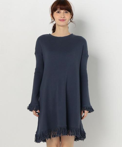 Another Edition（アナザーエディション）の「リブフリンジチュニックワンピース/AEBC CリブフリンジチュニックOP（チュニック・レディース・オフホワイト/ベージュ/ネイビー・FREE）」の5枚目の写真