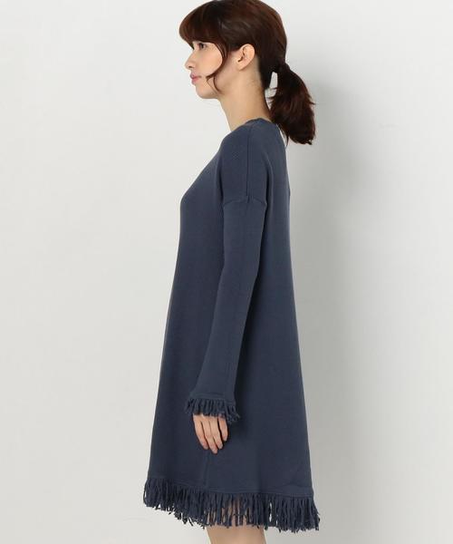 Another Edition（アナザーエディション）の「リブフリンジチュニックワンピース/AEBC CリブフリンジチュニックOP（チュニック・レディース・オフホワイト/ベージュ/ネイビー・FREE）」の6枚目の写真