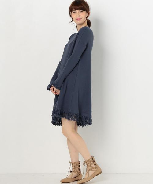 Another Edition（アナザーエディション）の「リブフリンジチュニックワンピース/AEBC CリブフリンジチュニックOP（チュニック・レディース・オフホワイト/ベージュ/ネイビー・FREE）」の7枚目の写真