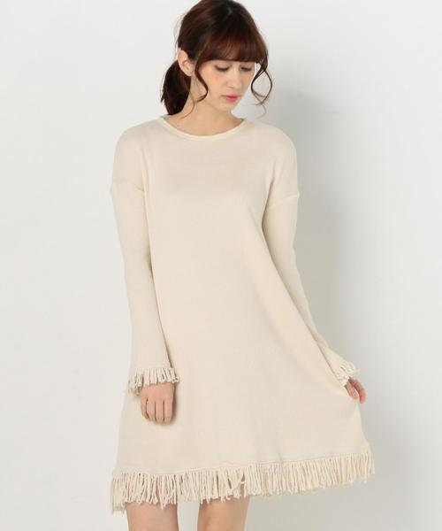 Another Edition（アナザーエディション）の「リブフリンジチュニックワンピース/AEBC CリブフリンジチュニックOP（チュニック・レディース・オフホワイト/ベージュ/ネイビー・FREE）」の11枚目の写真