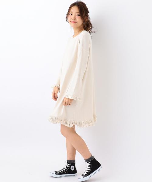 Another Edition（アナザーエディション）の「リブフリンジチュニックワンピース/AEBC CリブフリンジチュニックOP（チュニック・レディース・オフホワイト/ベージュ/ネイビー・FREE）」の14枚目の写真