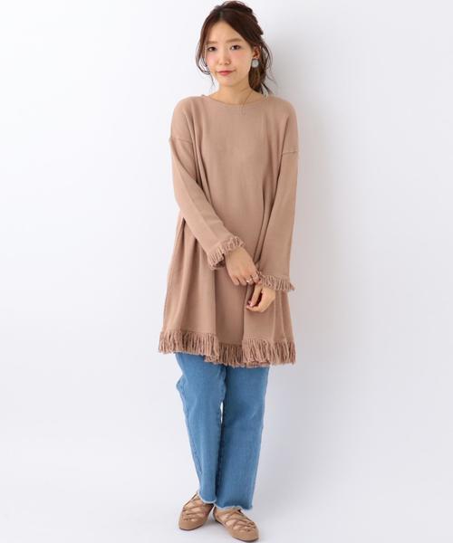 Another Edition（アナザーエディション）の「リブフリンジチュニックワンピース/AEBC CリブフリンジチュニックOP（チュニック・レディース・オフホワイト/ベージュ/ネイビー・FREE）」の15枚目の写真