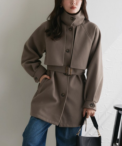 Pierrot（ピエロ）の「2WAYカラーミドルコート（ダウンジャケット/コート・レディース・ライトグレー/モカ・M/L）」の3枚目の写真