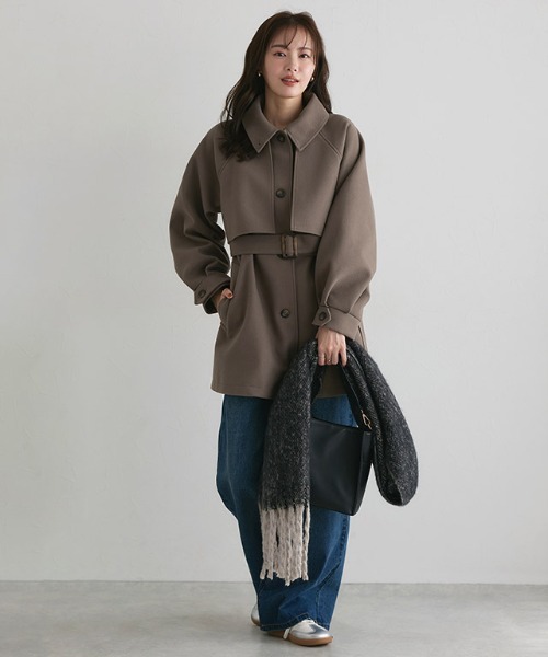 Pierrot（ピエロ）の「2WAYカラーミドルコート（ダウンジャケット/コート・レディース・ライトグレー/モカ・M/L）」の4枚目の写真