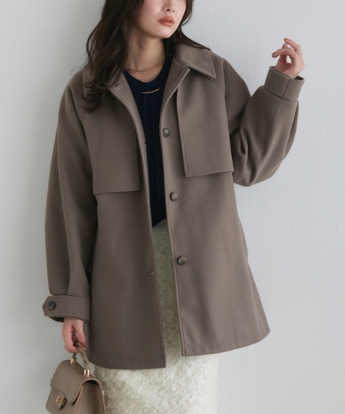 Pierrot（ピエロ）の「2WAYカラーミドルコート（ダウンジャケット/コート・レディース・ライトグレー/モカ・M/L）」の5枚目の写真