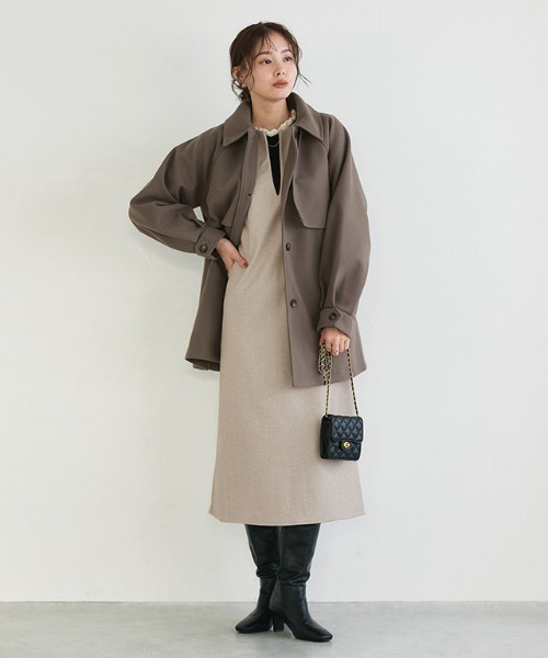 Pierrot（ピエロ）の「2WAYカラーミドルコート（ダウンジャケット/コート・レディース・ライトグレー/モカ・M/L）」の6枚目の写真