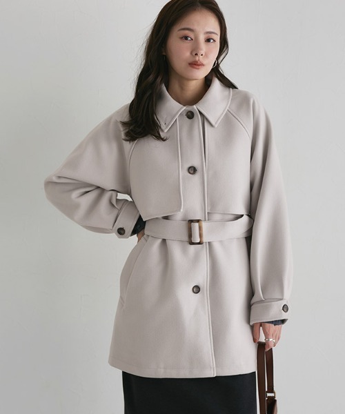 Pierrot（ピエロ）の「2WAYカラーミドルコート（ダウンジャケット/コート・レディース・ライトグレー/モカ・M/L）」の9枚目の写真