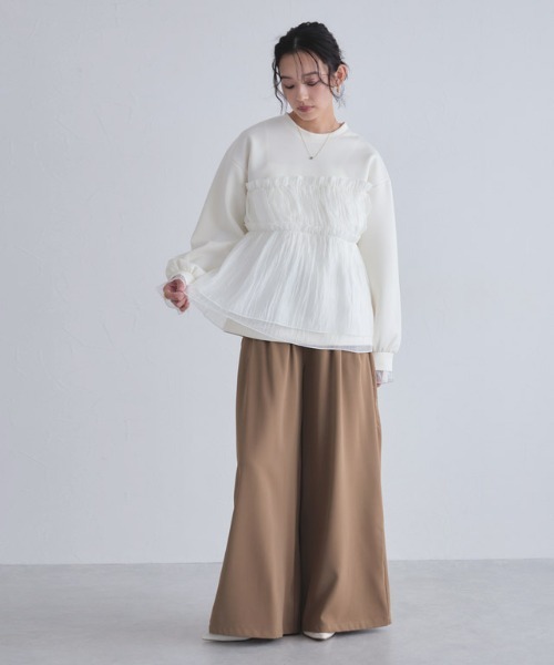 ECLAM（クラム）の「[ECLAM]ペプラムドッキングプルオーバー（シャツ/ブラウス・レディース・ブラック/アイボリー・L/M）」の6枚目の写真
