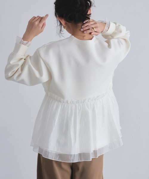 ECLAM（クラム）の「[ECLAM]ペプラムドッキングプルオーバー（シャツ/ブラウス・レディース・ブラック/アイボリー・L/M）」の7枚目の写真