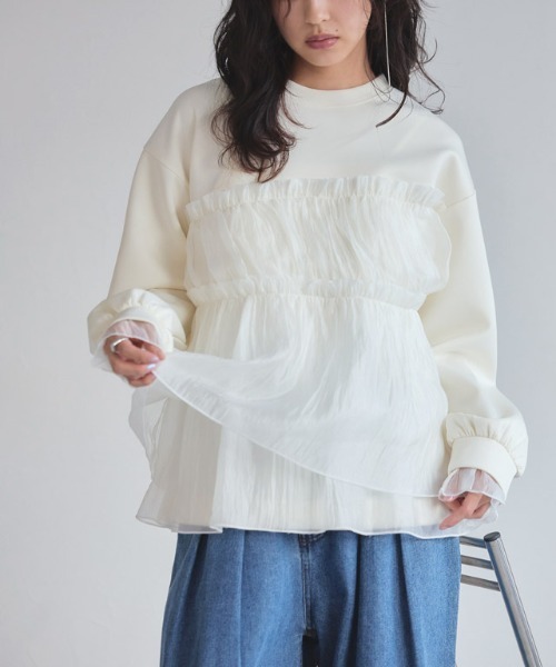 ECLAM（クラム）の「[ECLAM]ペプラムドッキングプルオーバー（シャツ/ブラウス・レディース・ブラック/アイボリー・L/M）」の10枚目の写真