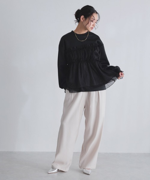 ECLAM（クラム）の「[ECLAM]ペプラムドッキングプルオーバー（シャツ/ブラウス・レディース・ブラック/アイボリー・L/M）」の16枚目の写真