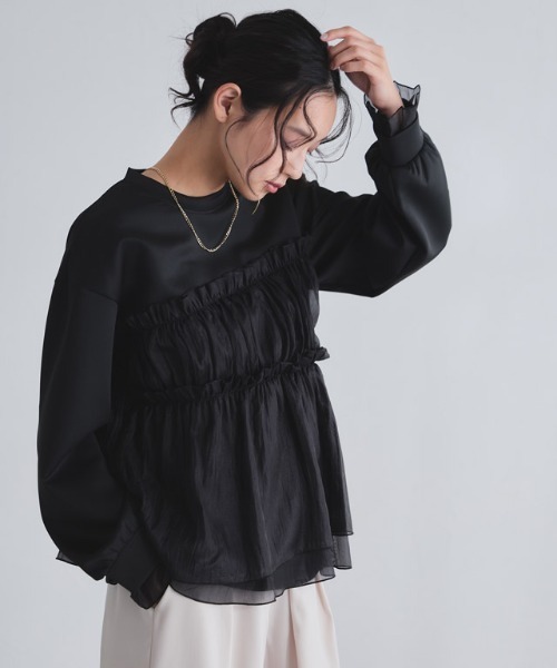 ECLAM（クラム）の「[ECLAM]ペプラムドッキングプルオーバー（シャツ/ブラウス・レディース・ブラック/アイボリー・L/M）」の18枚目の写真