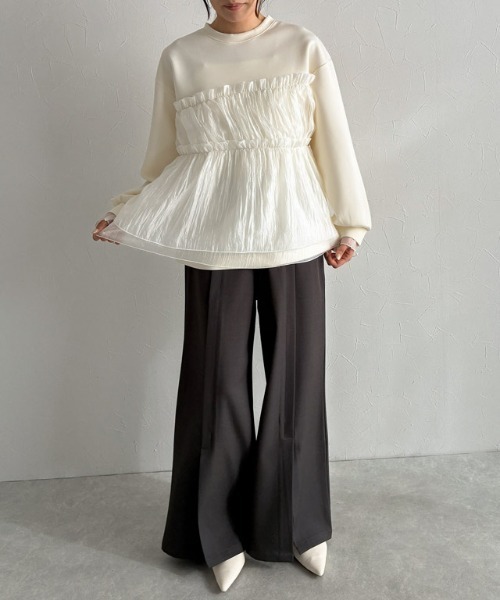 ECLAM（クラム）の「[ECLAM]ペプラムドッキングプルオーバー（シャツ/ブラウス・レディース・ブラック/アイボリー・L/M）」の21枚目の写真