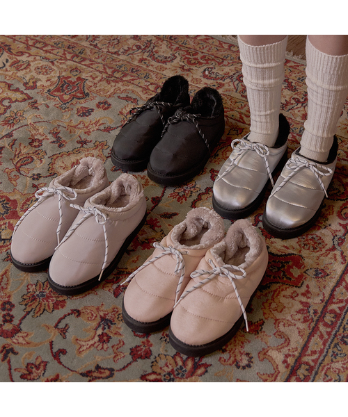 SHOEHI(シューハイ)の「ユキダウンファー スリッポン(4Colors)_B2228(スリッポン・レディース・ブラック/シルバー/ピンク/ベージュ・24.5cm/24cm/23.5cm)」の1枚目の写真