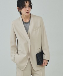 qualite | 【UVカット/ストレッチ/セットアップ対応】ドライカルゼノーカラージャケット/春服/夏服/オフィスカジュアル/セレモニー(テーラードジャケット)