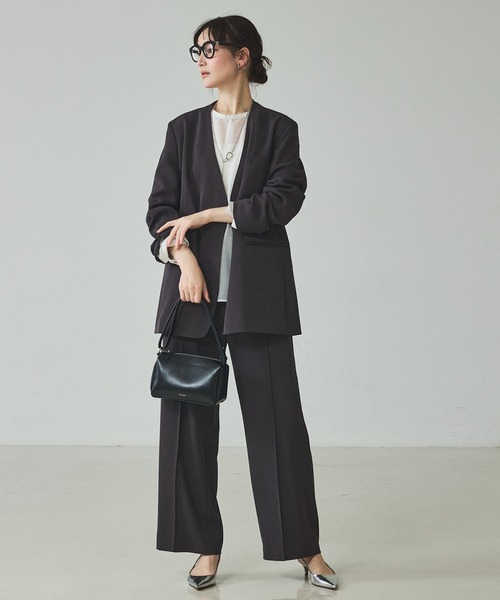 qualite（カリテ）の「【UVカット/ストレッチ/セットアップ対応】ドライカルゼノーカラージャケット/春服/夏服/オフィスカジュアル/セレモニー（テーラードジャケット・レディース・チャコールグレー/ベージュ・38/36）」の10枚目の写真