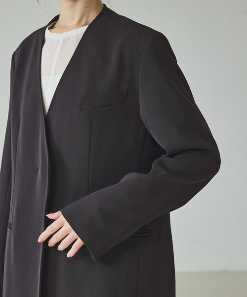 qualite（カリテ）の「【UVカット/ストレッチ/セットアップ対応】ドライカルゼノーカラージャケット/春服/夏服/オフィスカジュアル/セレモニー（テーラードジャケット・レディース・チャコールグレー/ベージュ・38/36）」の18枚目の写真