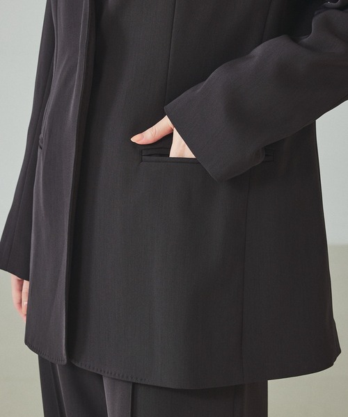 qualite（カリテ）の「【UVカット/ストレッチ/セットアップ対応】ドライカルゼノーカラージャケット/春服/夏服/オフィスカジュアル/セレモニー（テーラードジャケット・レディース・チャコールグレー/ベージュ・38/36）」の20枚目の写真