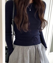 YUGA_YGMC　　Korean-style ribbed knit and tight vest set
