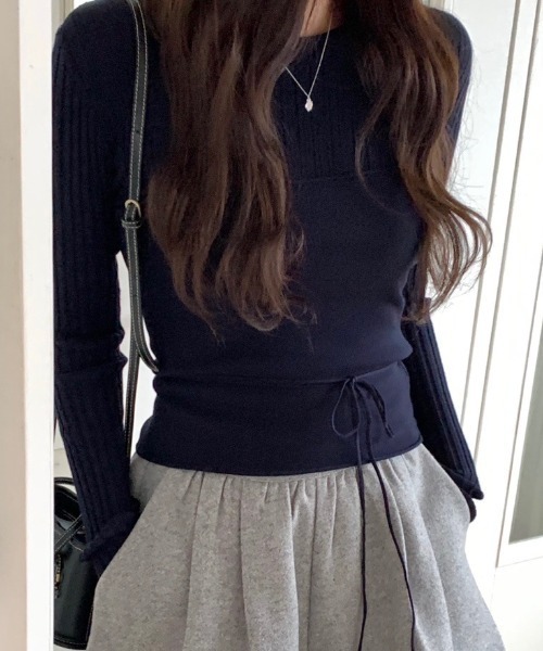 FREE STYLISTS(フリー スタイリスト)の「YUGA_YGMC Korean-style ribbed knit and tight vest set(ニット/セーター・レディース・ベビーピンク/オフホワイト/ネイビー・FREE)」の2枚目の写真