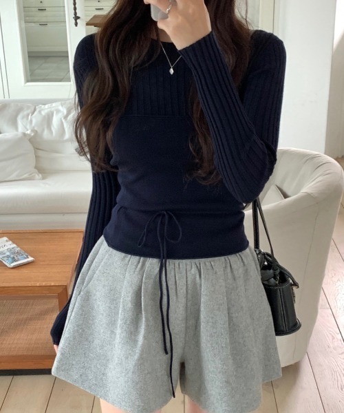 FREE STYLISTS(フリー スタイリスト)の「YUGA_YGMC Korean-style ribbed knit and tight vest set(ニット/セーター・レディース・ベビーピンク/オフホワイト/ネイビー・FREE)」の15枚目の写真