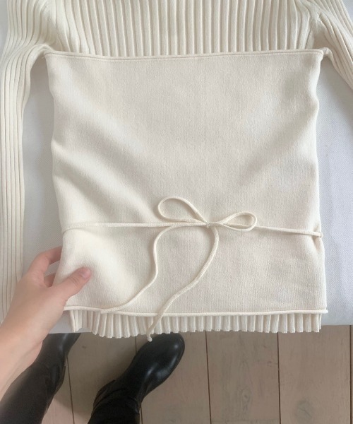FREE STYLISTS(フリー スタイリスト)の「YUGA_YGMC Korean-style ribbed knit and tight vest set(ニット/セーター・レディース・ベビーピンク/オフホワイト/ネイビー・FREE)」の12枚目の写真