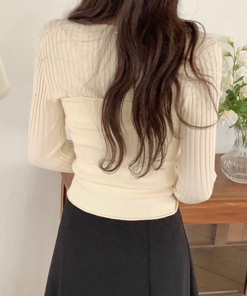FREE STYLISTS(フリー スタイリスト)の「YUGA_YGMC Korean-style ribbed knit and tight vest set(ニット/セーター・レディース・ベビーピンク/オフホワイト/ネイビー・FREE)」の11枚目の写真
