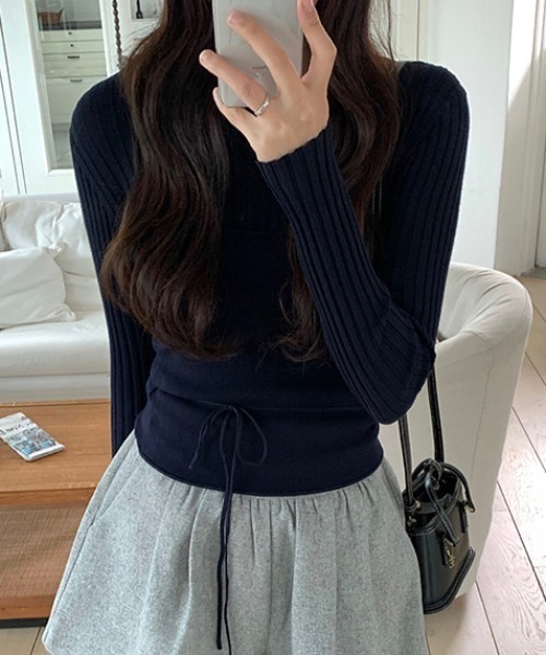 FREE STYLISTS(フリー スタイリスト)の「YUGA_YGMC Korean-style ribbed knit and tight vest set(ニット/セーター・レディース・ベビーピンク/オフホワイト/ネイビー・FREE)」の14枚目の写真