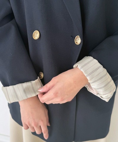 an another angelus（アンアナザーアンジェラス）の「ゴールド釦ダブルジャケット/fint フィント（その他アウター・レディース・ネイビー・2/1）」の16枚目の写真