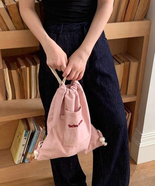 Port（ポート）の「【 Port / ポート 】 ワンポイント ロゴ デニム ナップサック #（バックパック/リュック・レディース・ピンク/ネイビー/ライトブルー・FREE）」の3枚目の写真